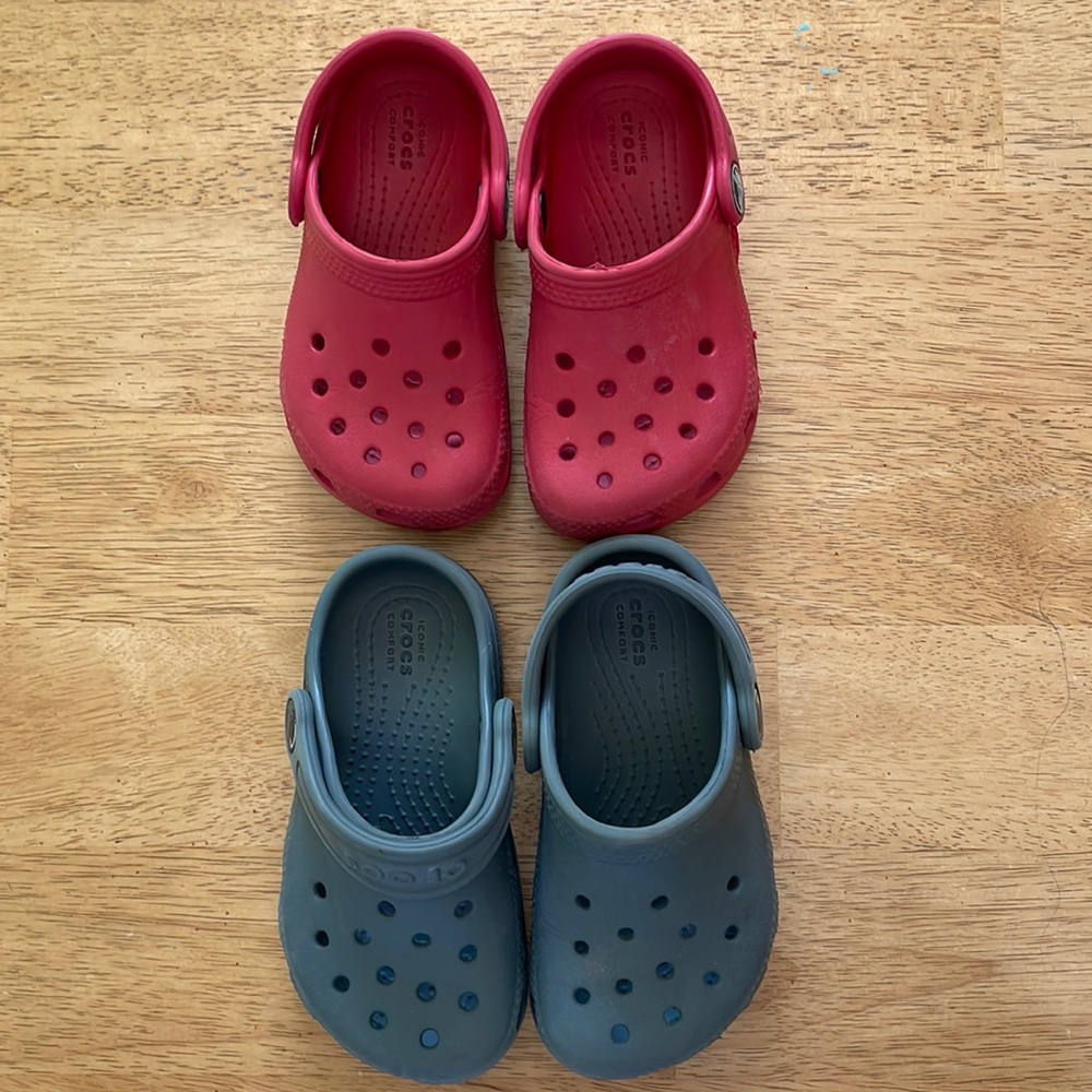 2 pairs of toddler Crocs